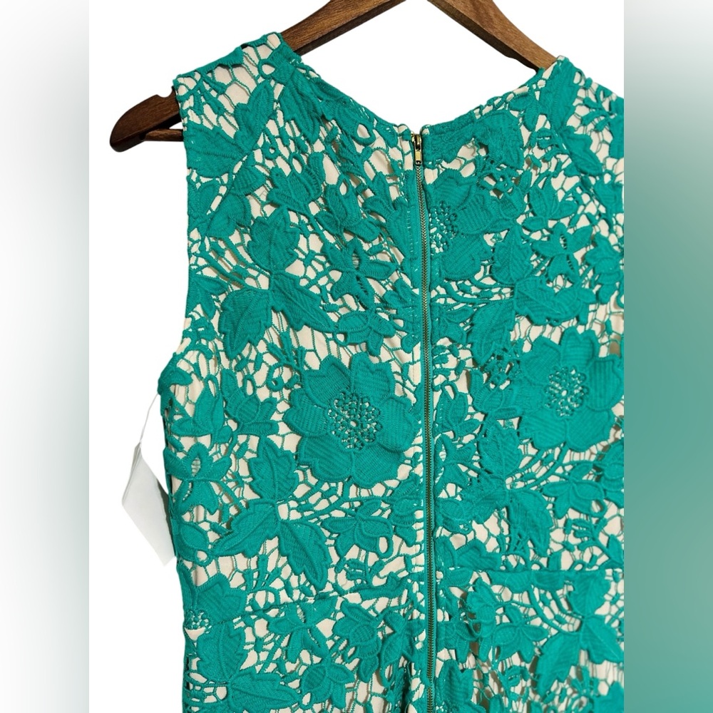 NWT Trulli sz 8 Vibrant Green Lace Overlay Sleeveless Mini Sheath Dress - Picture 10 of 10